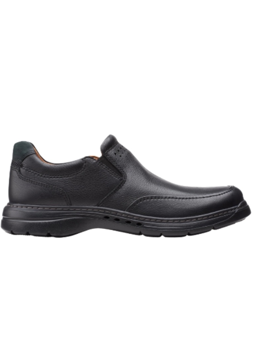 Mens Clarks Un BrawleyStep Black Leather Slip Ons. 26151788